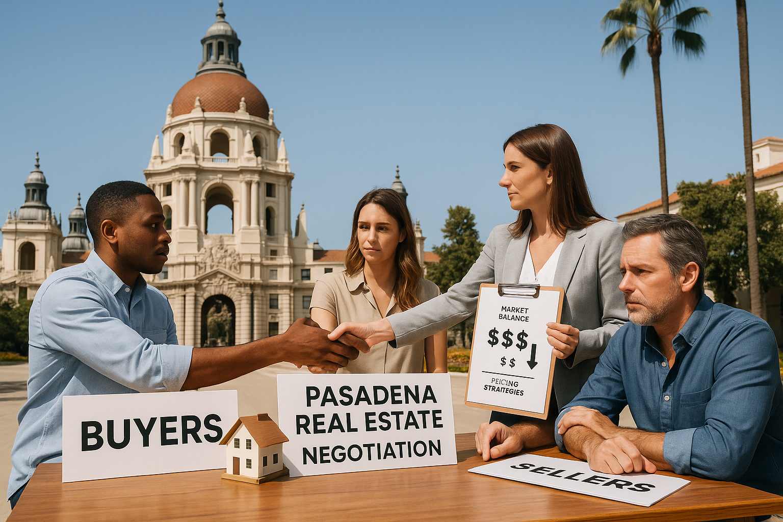 An image showing the interaction between buyers and sellers in 2026, highlighting negotiation, pricing strategies, and market balance in Pasadena real estate.